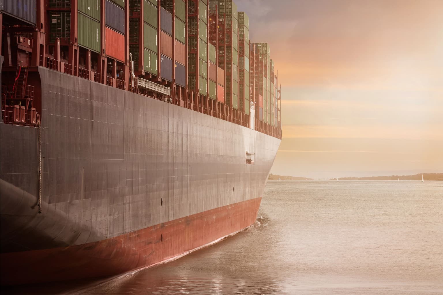 Cargo vessel at an international port